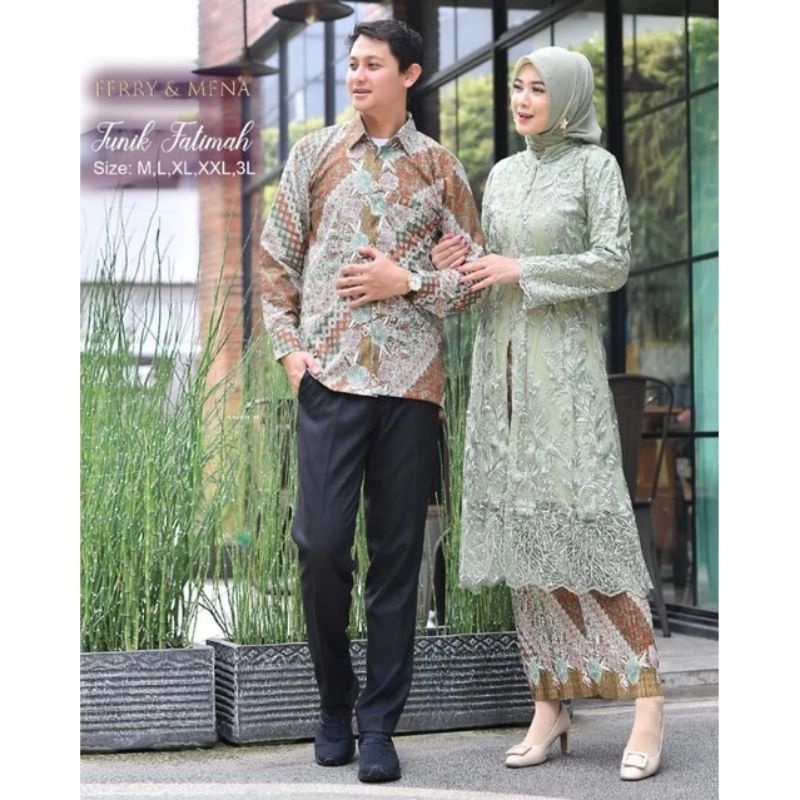 AMH√ Kebaya Couple Batik Modern √ Couple Kebaya Tunik FATIMAH √ Kebaya Serimbit Rok dan Kemeja Serag