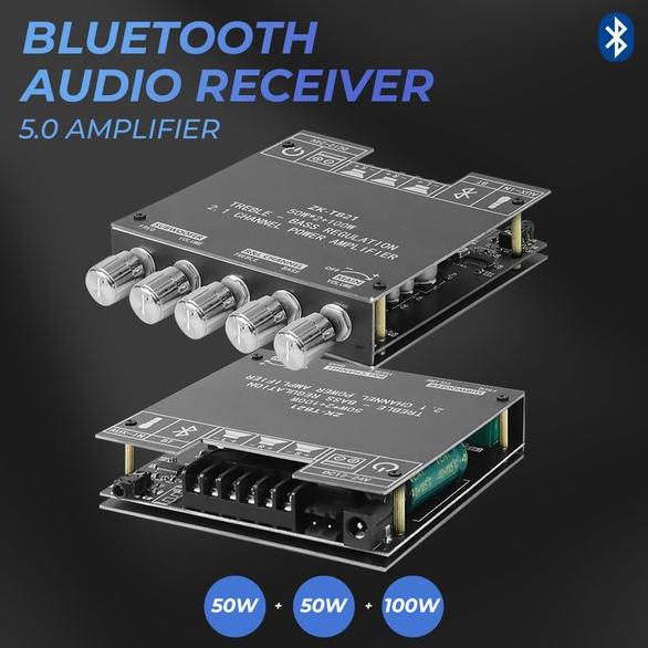 ZK Audio Bluetooth Audio Receiver 5.0 Amplifier 50Wx2+100W - ZK-TB21 - Black