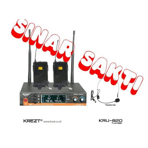 GARANSI Murah Mic Wireless Krezt KRU 820 ( Clip on + Clip on ) Multi Channel