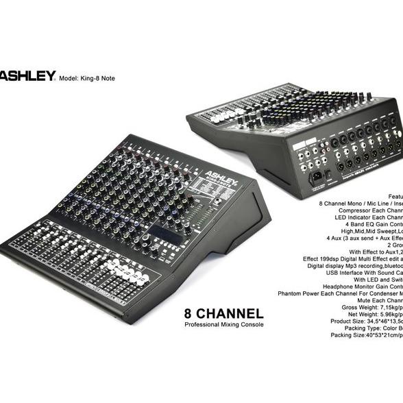 Mixer Ashley King 8 Note Original 8 Channel Interface USB - Bluetooth
