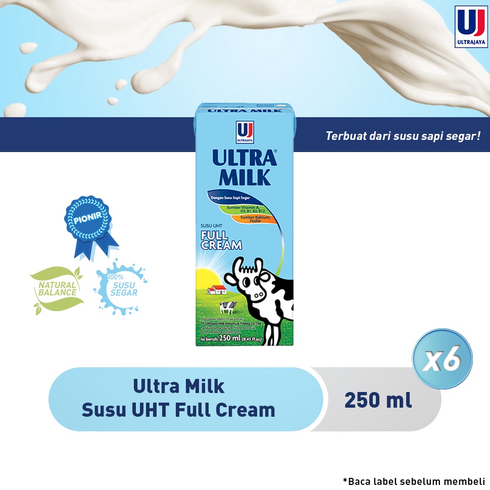 

HGLR9647 Ultra Milk Susu UHT Full Cream 250ml [Paket isi 6 pcs]