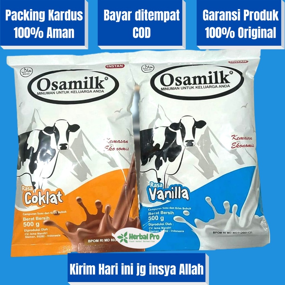 

KDYN5018 OSAMILK SUSU PENGGEMUK BADAN (GRATIS KARDUS) ORIGINAL 100% RASA COKLAT DAN VANILLA BISA COD
