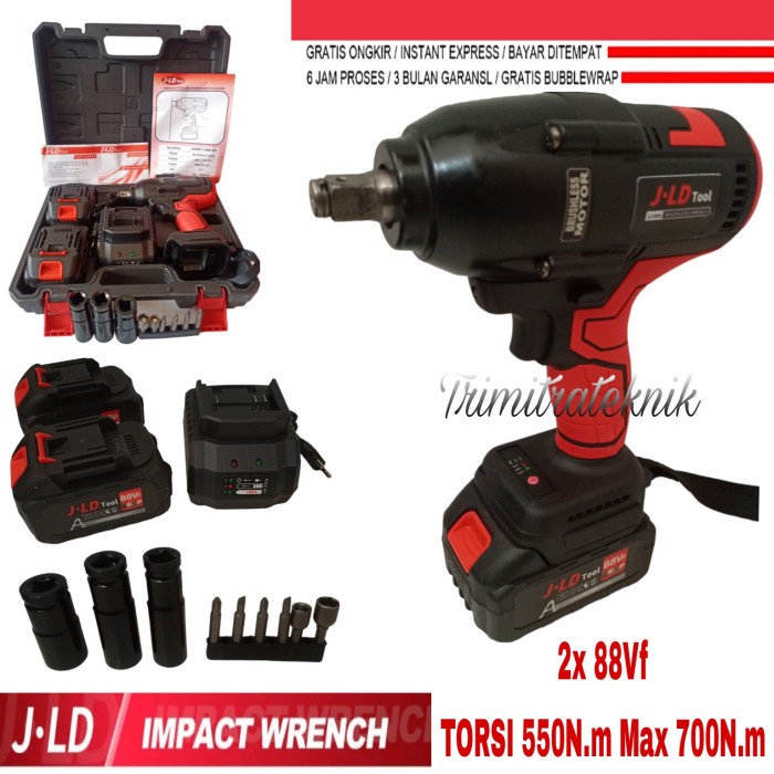 Cordless Impact Wrench J48V-88V Brushless Motor Torsi Besar Jld 550Nm Mesin
