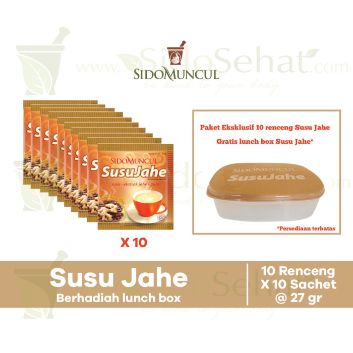

Paket Exclusive Susu Jahe (10 Renceng Susu Jahe + Gratis 1 Lunch Box)
