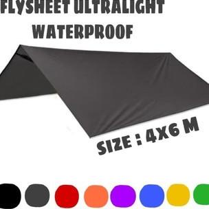 Paket flysheet 4x6 full set + pasak + tali + tiang flysheet bushcraft