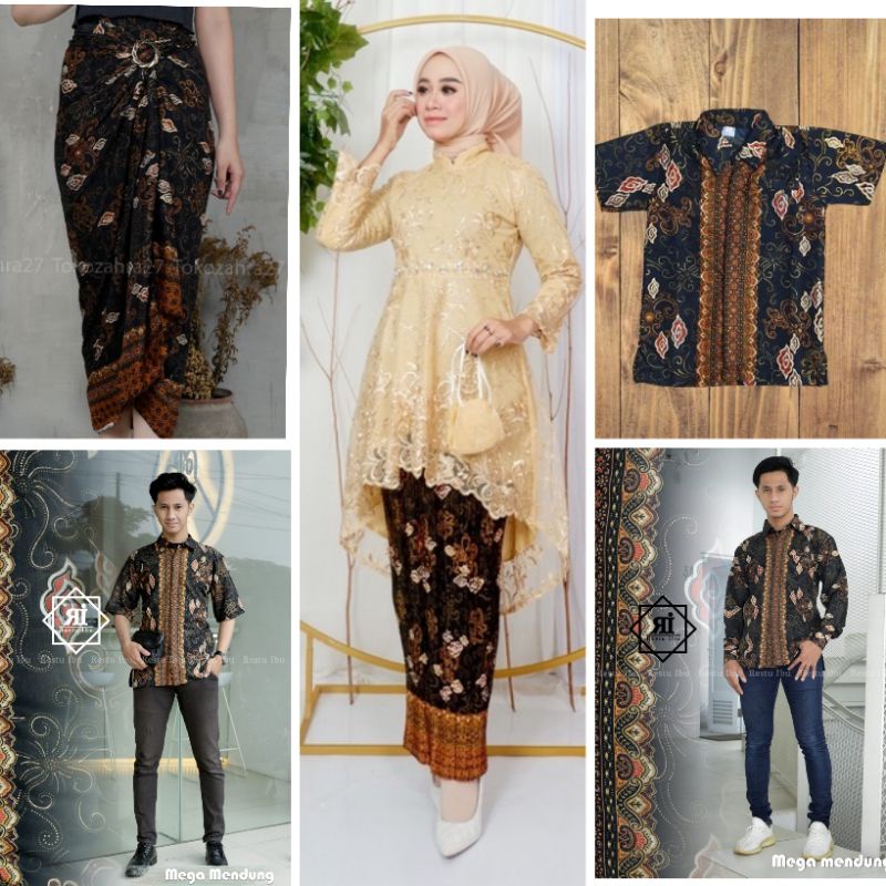 COUPLE GOLD KEBAYA KEMEJA BATIK MODERN /KEBAYA LESTI GOLD/COUPLE KEBAYA KEMEJA BATIK PREMIUM