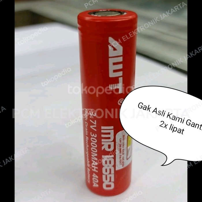 battery baterai batere awt 18650 3000mah 40a original