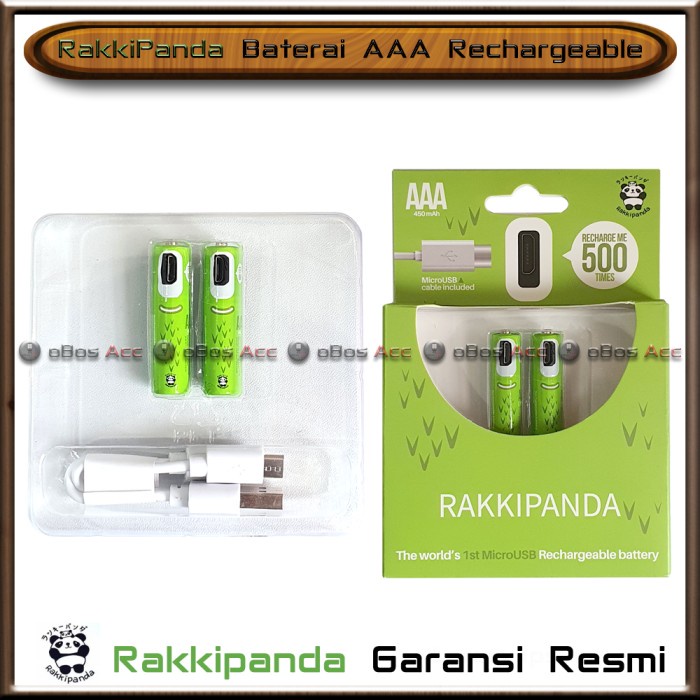 Baterai AAA A3 2pcs Charge Cas Recharge Isi Ulang Rakkipanda Original