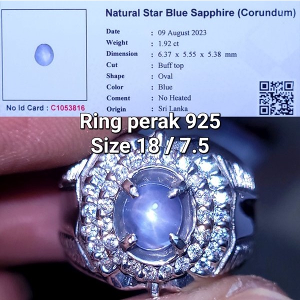 GARANSI Batu Natural blue sapphire star ceylon srilanka Safir