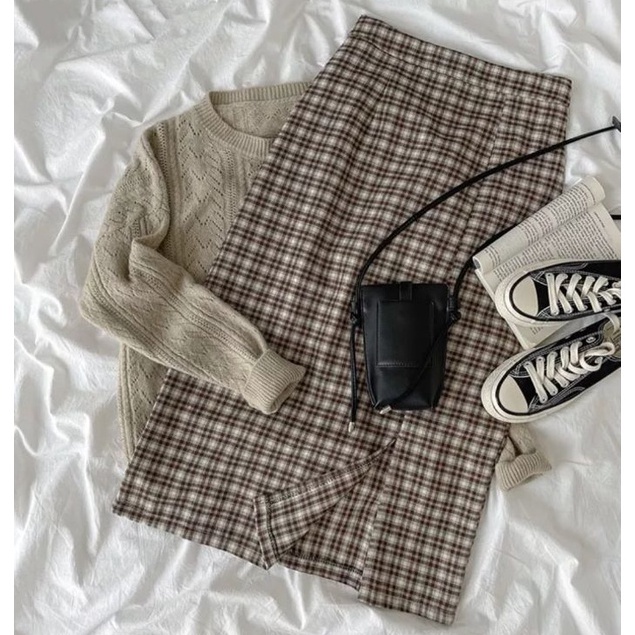 FDZG4059 Free Ongkir ootd/rok tartan/rok korea/bahan impor/Rok motif kotak kotak / rok tartan / rok 
