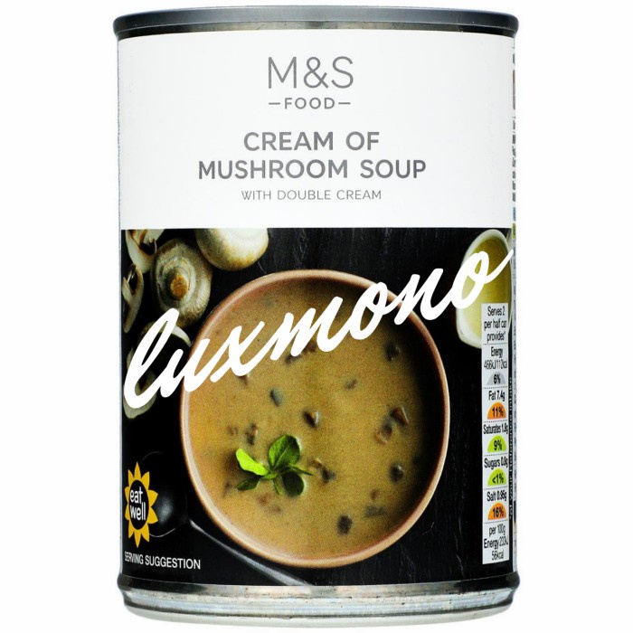 

M&S MARK MARKS & AND SPENCER CREAM OF MUSHROOM SOUP SOP JAMUR KALENG
