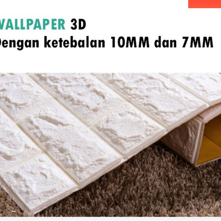 [P☑N L) NDP Wallpaper Dinding 3D 7mm 10 mm batu bata putih/ wallpaper anti air 3D Foam 77x70cm wallf