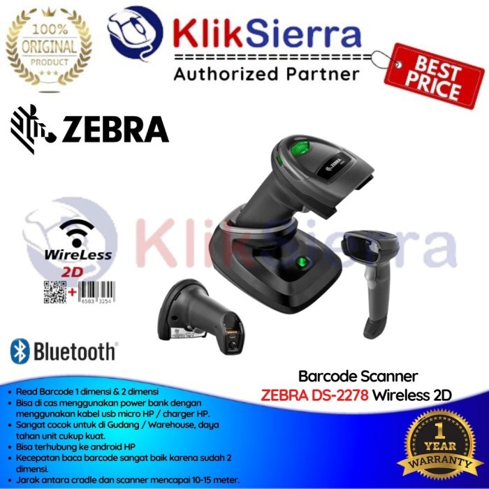 ZEBRA DS-2278 Wireless 2D Barcode Scanner Symbol DS2278 Bluetooth