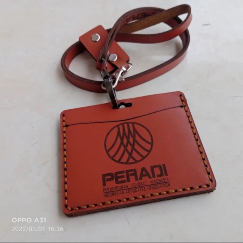 

HOLDER KALUNG ID CARD LOGO PERADI KULIT ASLI COKLAT NEW BEST QUALITY PREMIUM