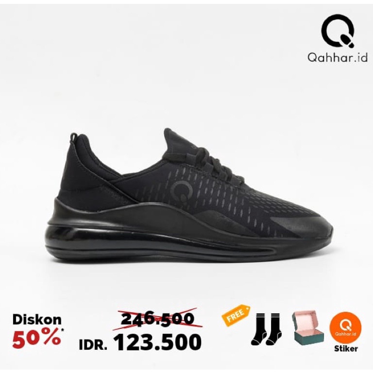 Terbaru.. Qahhar.id LEO Sepatu Olahraga Pria Wanita / Sepatu Olahraga Hitam / Sepatu Running Hitam /