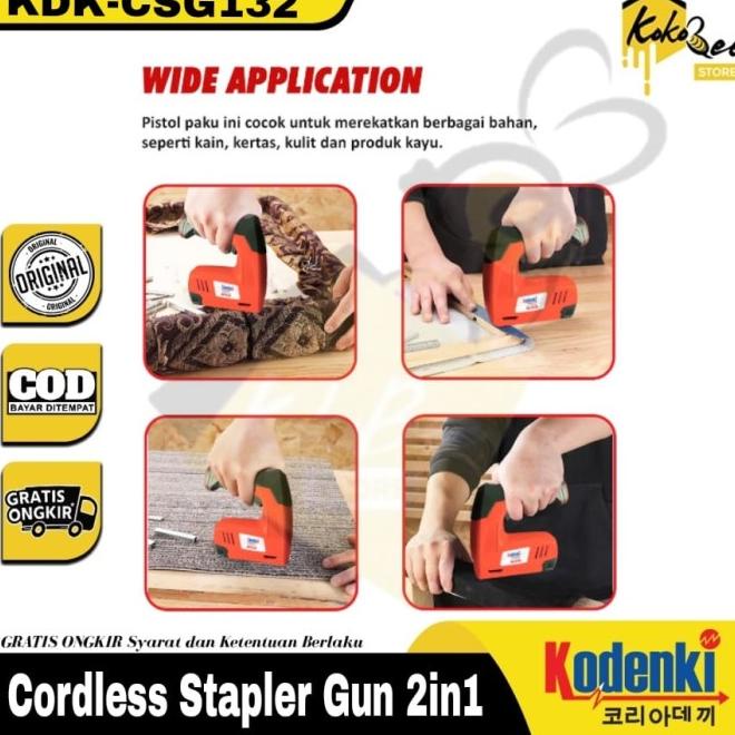 Kodenki Mesin Paku Staples Tembak 2In1 Baterai Cordless Stapler Gun