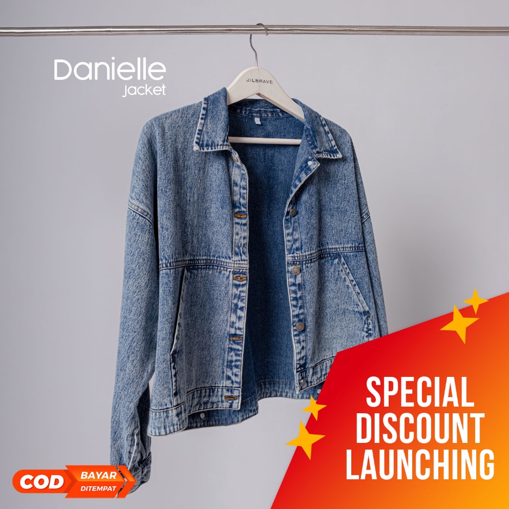 Paling Diminati Jilbrave Danielle Jacket | Jaket Jeans Wanita | Korean Outer Denim Blue