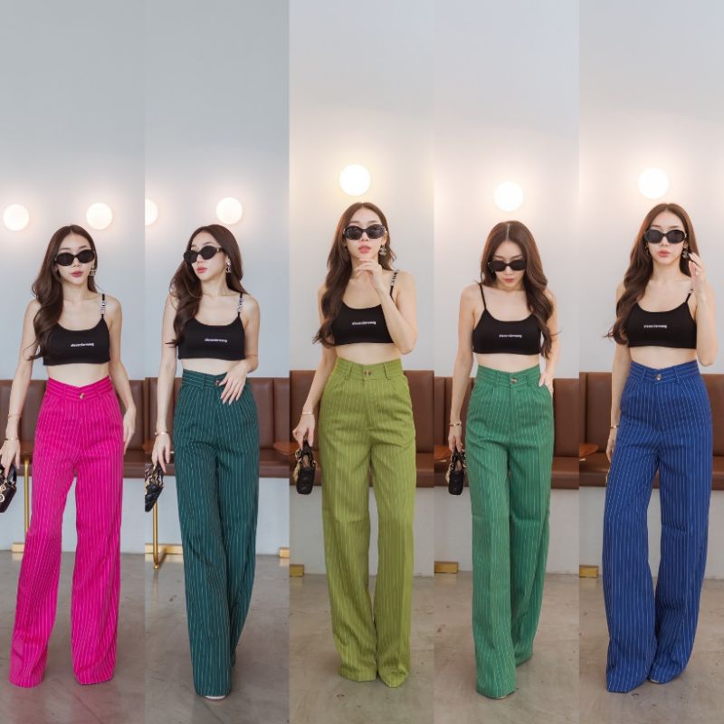 Ready Celana Kulot Stripe Promthong Hw Pants Bangkok Celana Panjang(Label Maya)