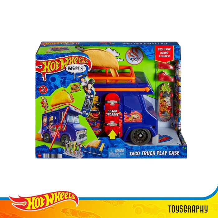 Hot Wheels Skate Tony Hawk Taco Truck Play Case Tech Deck Fingerboard