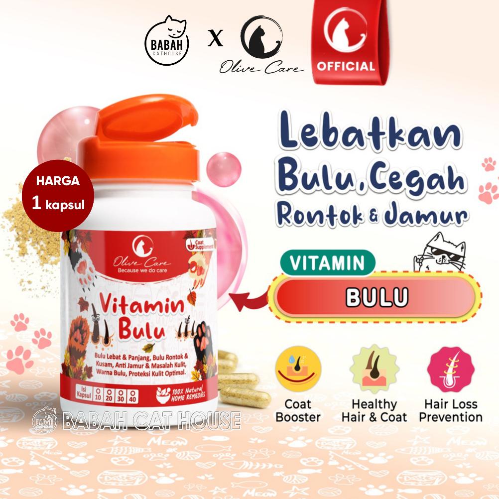 Olive Care Vitamin Kucing BULU untuk Pelebat Bulu Panjang Lebat Halus Warna Indah Cegah Jamur Ampuh 