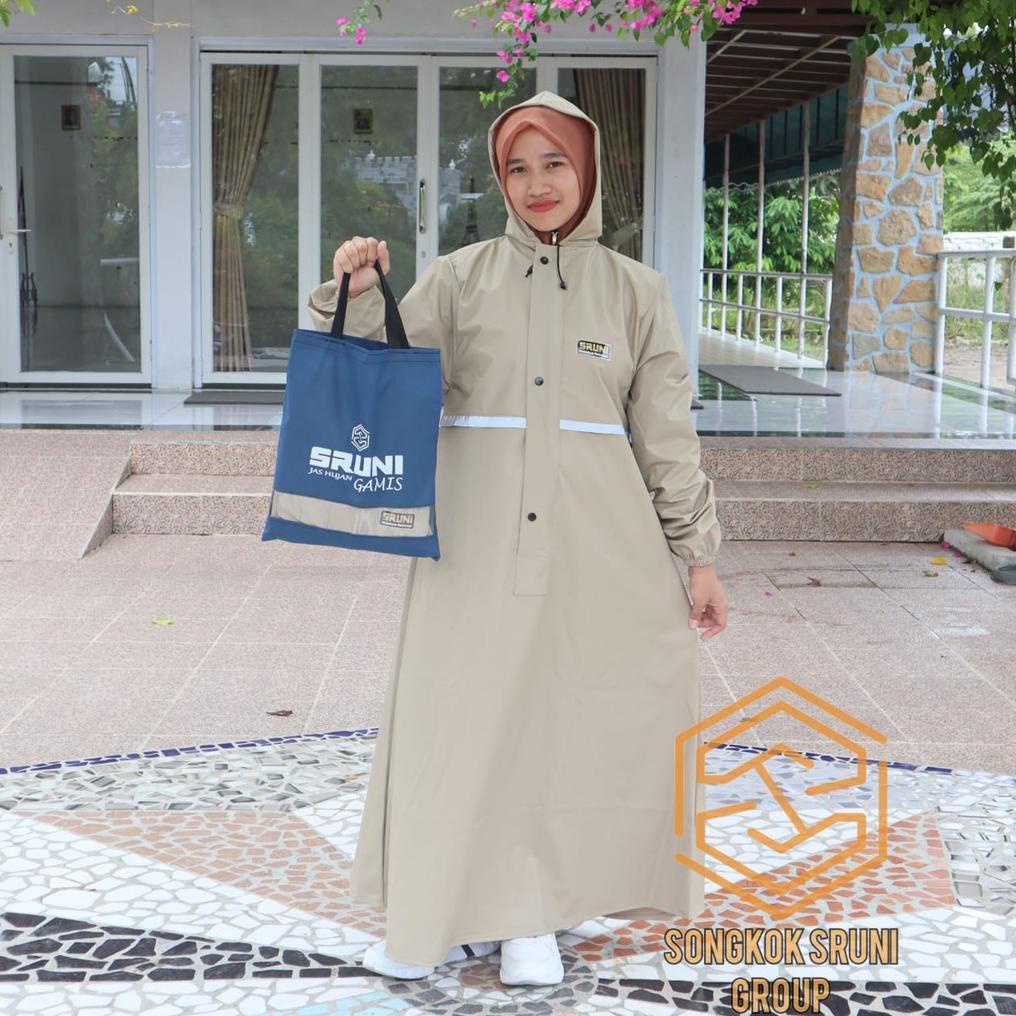 Big Sale Jas Hujan Gamis Wanita Muslimah Setelan Sruni Original Anti Rembes Bahan Tebal Kuat Mantel 