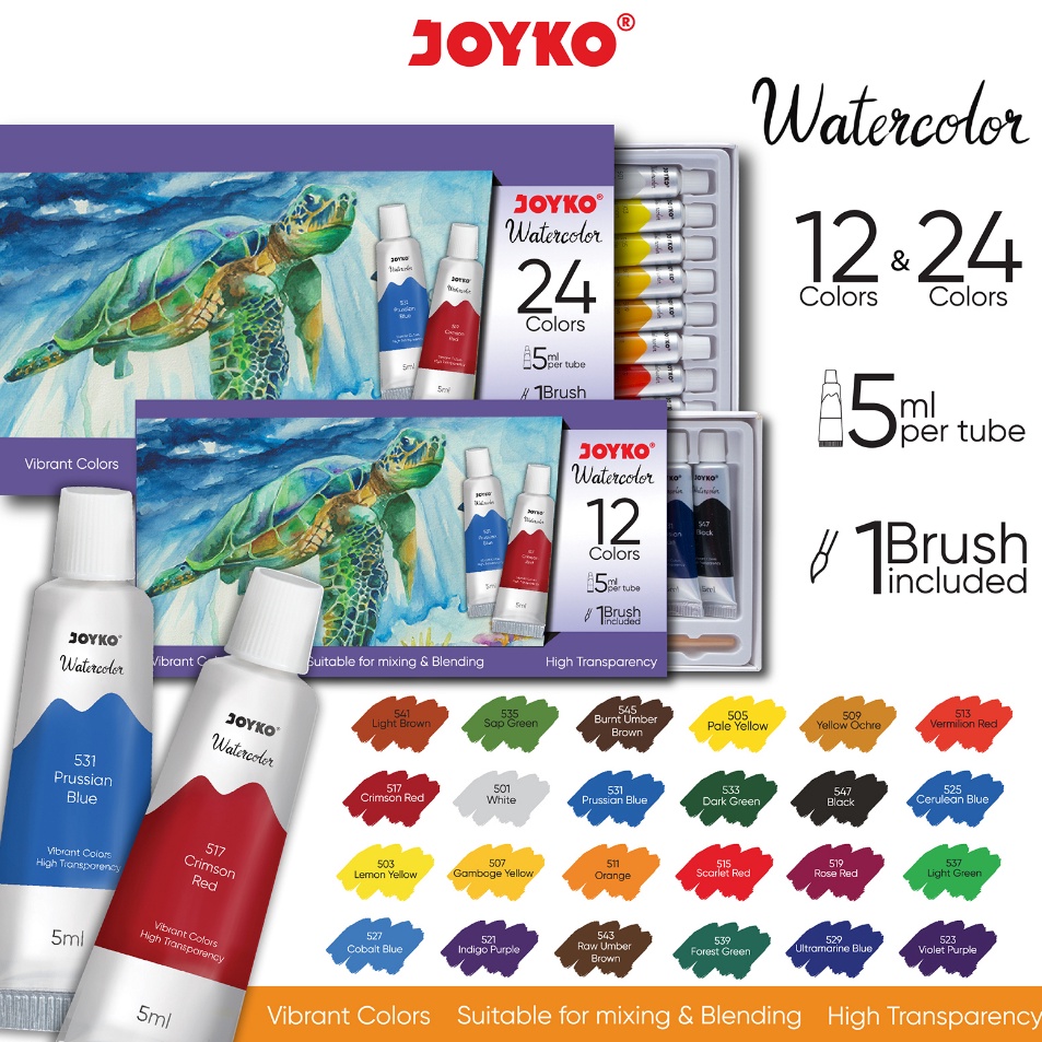 

Terbaru Joyko Watercolour SET Cat Air Joyko Lukis Watercolor 12 24 Warna WC-4