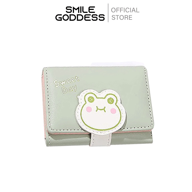 WER-78 Smile Goddess Dompet Wanita Dompet Lipat Tiga Pendek Pemegang Kartu Koin Bergaya D232 Discoun