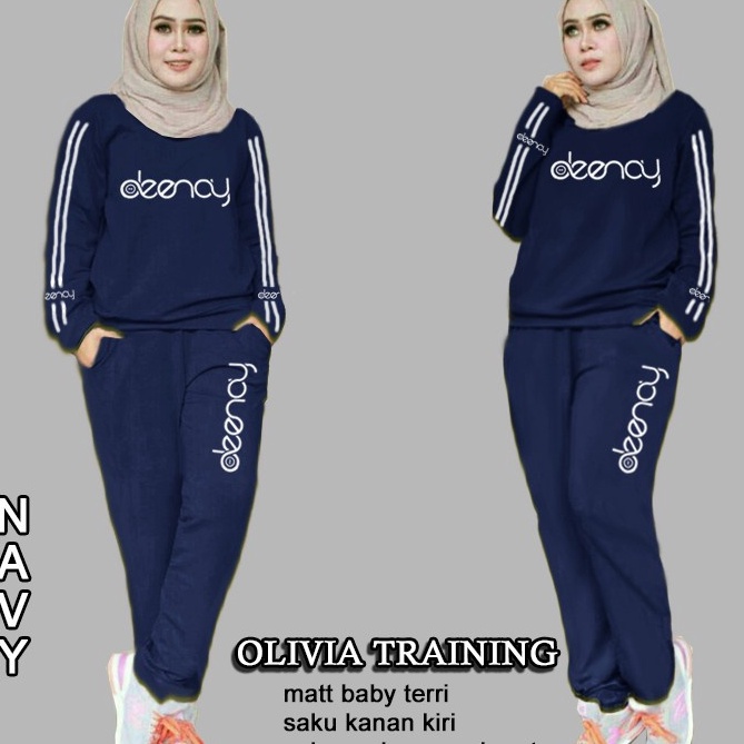 (N51D☆] MM PRODUK TERLARIS (TERSEDIA UKURAN JUMBO L-3XL) OLIVIA TRAINING Pakaian Baju Stelan Olahrag