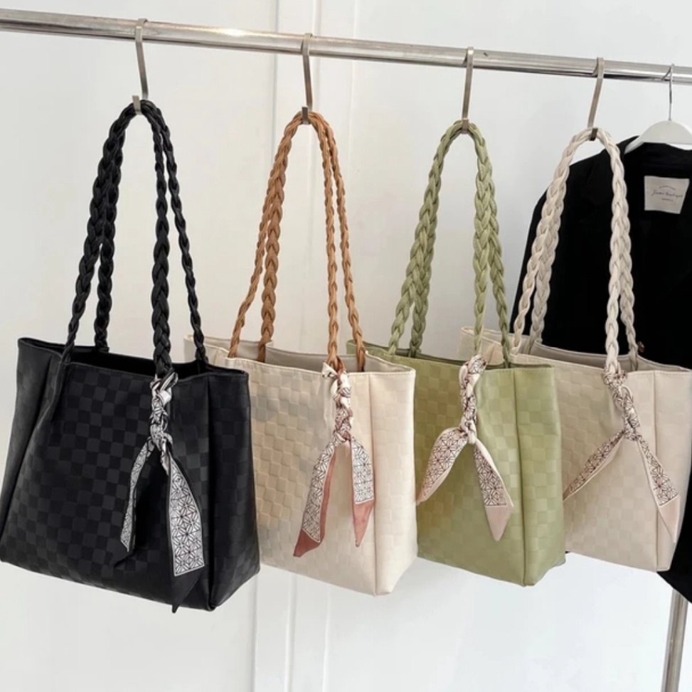 12.12 Promo Brand Tote Bag Wanita - Tas Wanita Korea (free syal) - Tas Bahu Wanita - Tas Fashion Wan