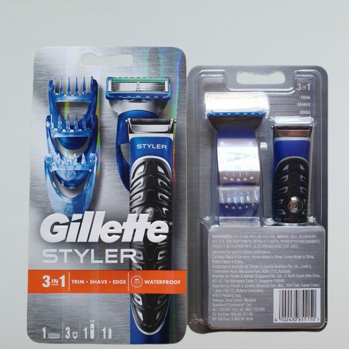 Gillette STYLER 3 IN 1 Alat Cukur Elektrik & Pencukur Kumis & Jenggot Serbaguna