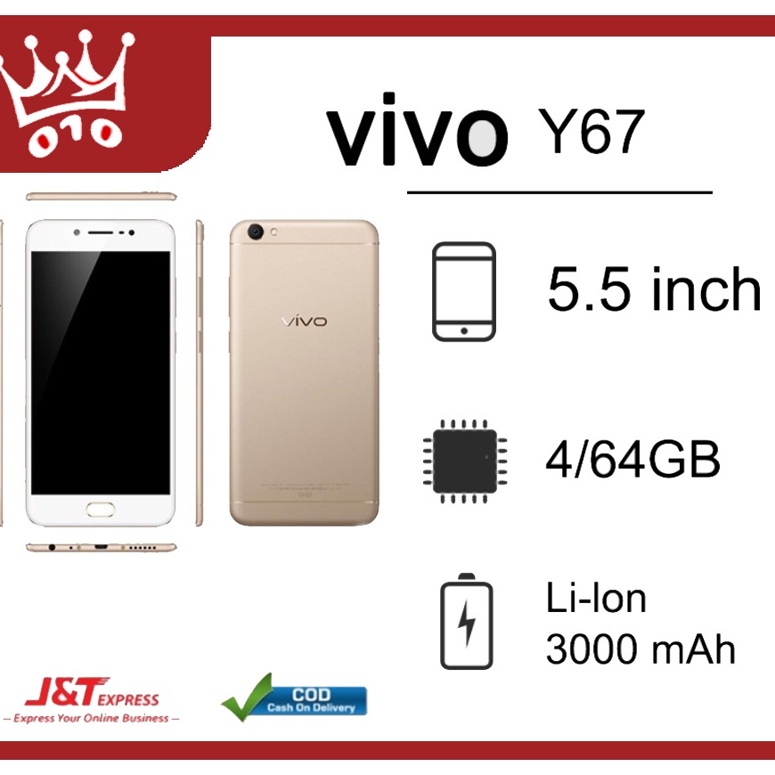 Ready HP VIVO Y67 ram4/64GB smartphone fullset murah Garansi siller Harga Promo