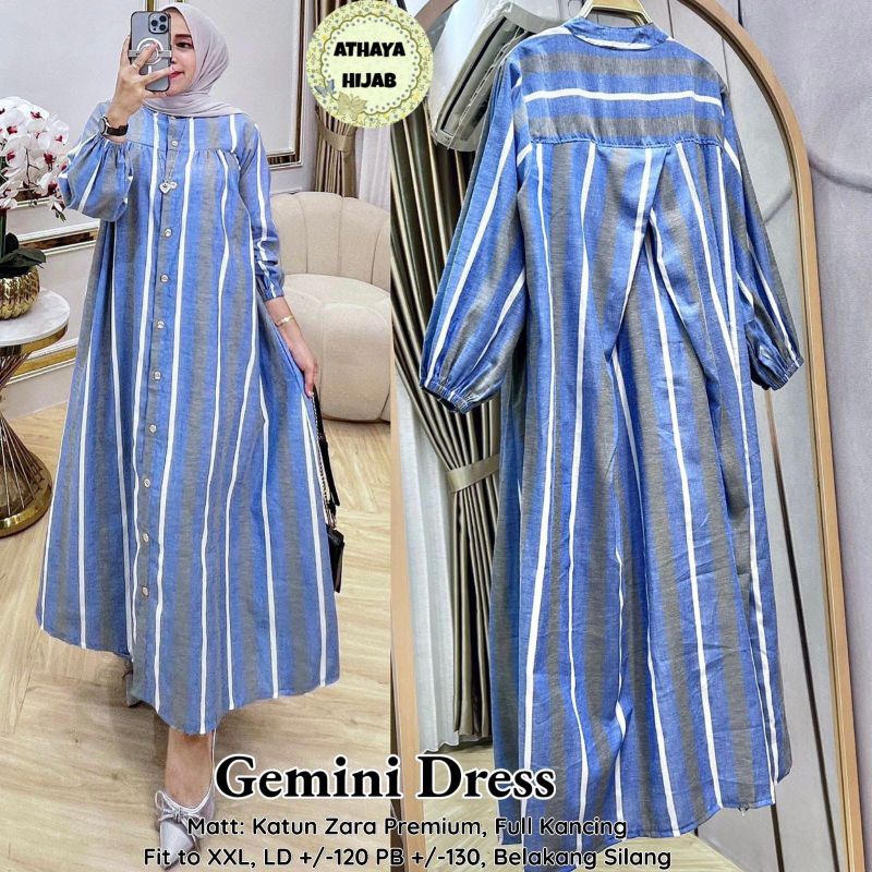 [NEW ARRIVALS] BEST PRODUCT Gemini Dress Gamis Salur Jumbo LD 120 Katun Zara Premium By Athaya Hijab