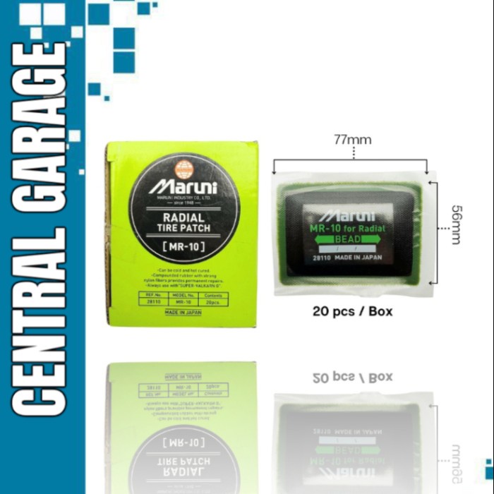 Maruni Tire Patch MR 10 Box (isi 20 pcs) - Karet Tambal Ban Tub