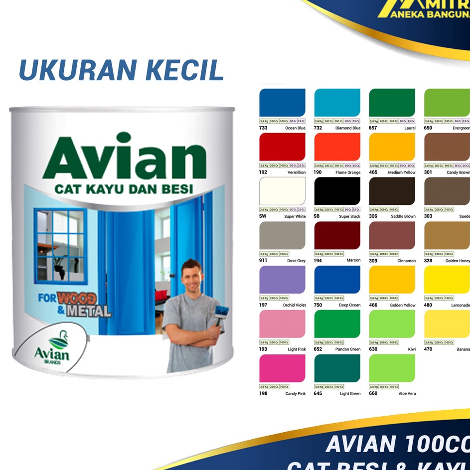 

➣✷✮ cat besi dan kayu avian 100 cc / cat minyak sintetis / cat kayu / cat besi ukuran kecil bkn kuda terbang Harga Promo