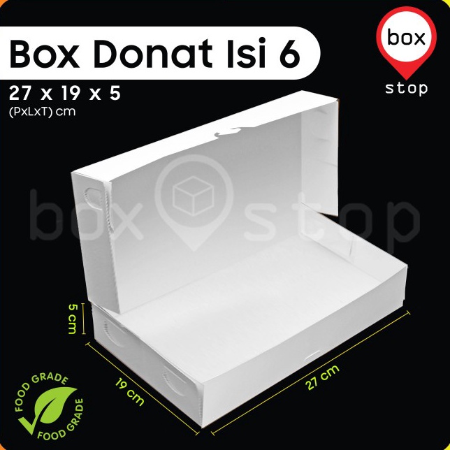 Terlaku. HON Box Donat - Kotak Donat - Dus Donat Donut - PUTIH- Isi 6 (30 pcs) ✱ ☼