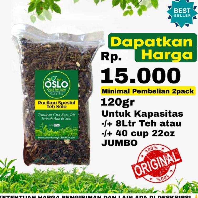 

Ready Racikan Teh solo brand Teh oslo 120gr Wangi Sepet Kentel 1 resep Biang teh solo