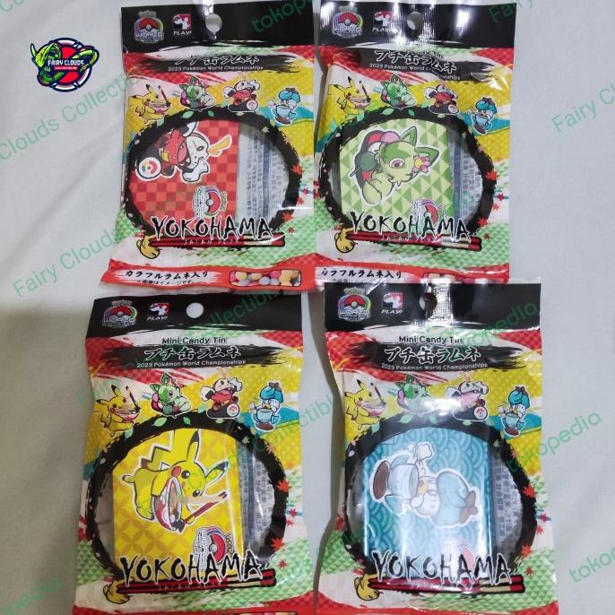 

New Product !!! Mini Candy Tin Yokohama Worlds 2023 Fullset Trio Paldea And Pikachu