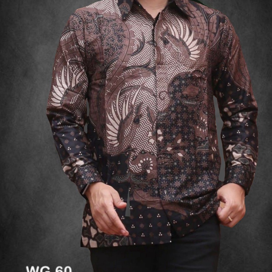 XDFQ3445 ✔✔SALE✔✔  Kemeja Batik Pria Lengan Panjang Motif Keren Anak Muda Dewasa Gajah Mada Keris Me