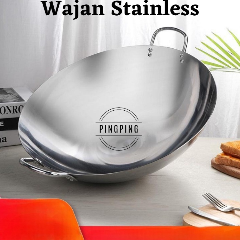 Buruan Beli [ BISA COD ] Wajan/Kuali Stainless Steel/wajan penggorengan/penggorengan wajan/kuali pen