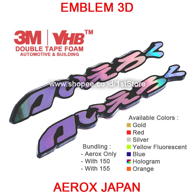 Best Product.. EMBLEM AEROX JAPAN 3D BADGE LOGO TIMBUL YAMAHA AEROX155 OLD ALL NEW S MIO NVX VVA CON