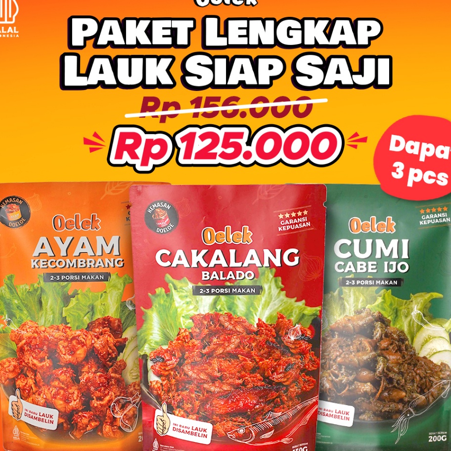 

Terkini Oelek Paket Lauk Siap Saji / Cumi Cabe Ijo / Ayam Kecombrang / Cakalang Balado / Lauk Siap Saji Big Sale