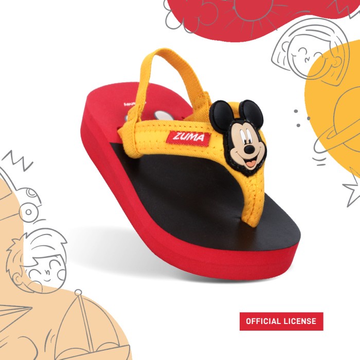 Zuma X Disney Mickey Baby/Sandal Karet Tali Sandal Jepit Bayi - Hitam