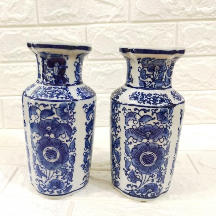 Vas Bunga Keramik Biru Putih / Vase bunga / Vas Bunga Keramik