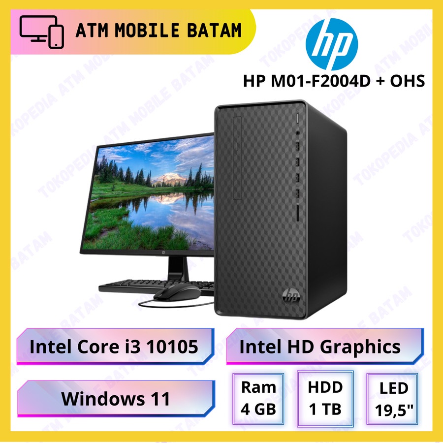 PC Desktop HP M01-F2004D i3-10105 4GB 1TB Win11Home+OHS