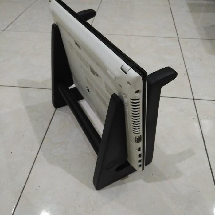 Meja laptop unik / Stand laptop kayu portable knockdown Hitam & putih Best Seller