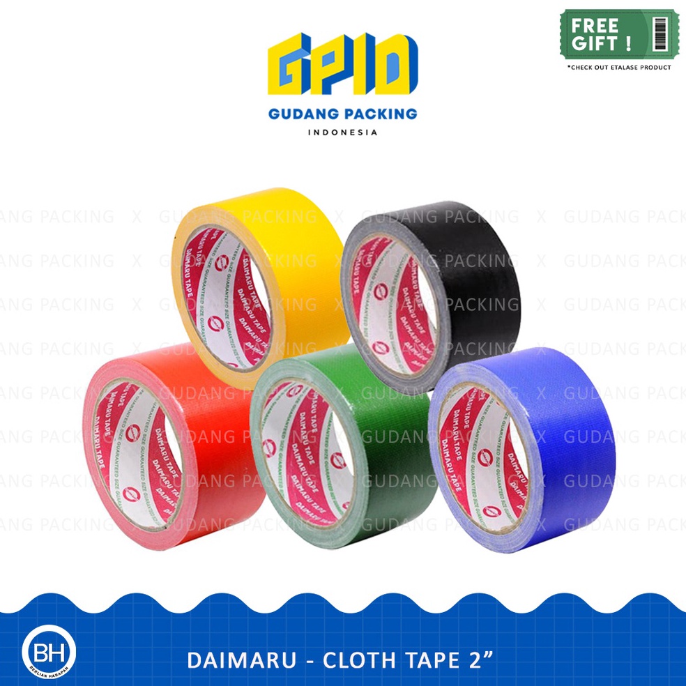 

[779] DAIMARU - Lakban Kain Cloth Tape Hitam & Warna 2 inch 48mm x 12 m Buruan Beli