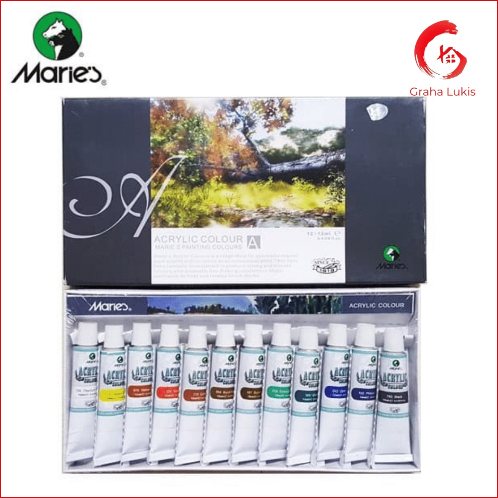 

9.9 Brand Cat Akrilik Maries Acrylic Color Set 12 - 812B