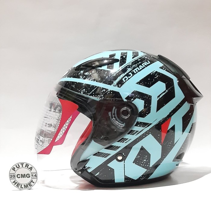 HELM KYT DJ MARU #16 AQUA BLUE BLACK