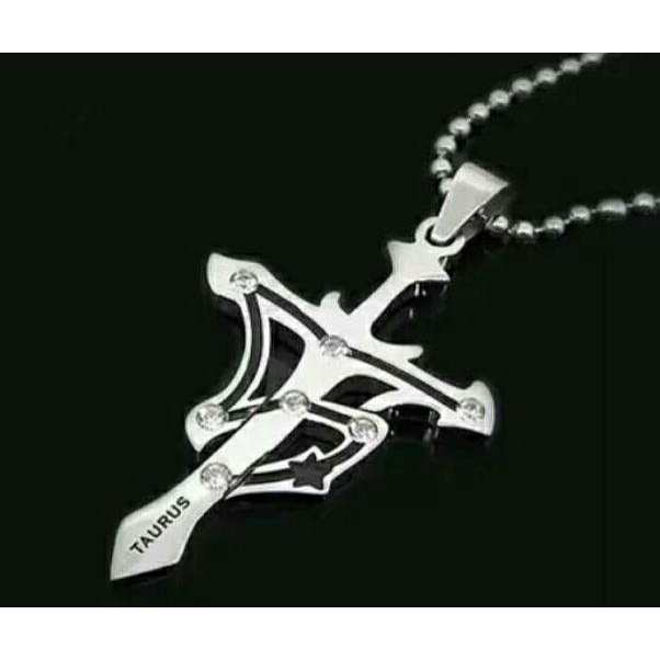 Kalung Titanium Salib Bintang Taurus 316L Hiko Seijuro