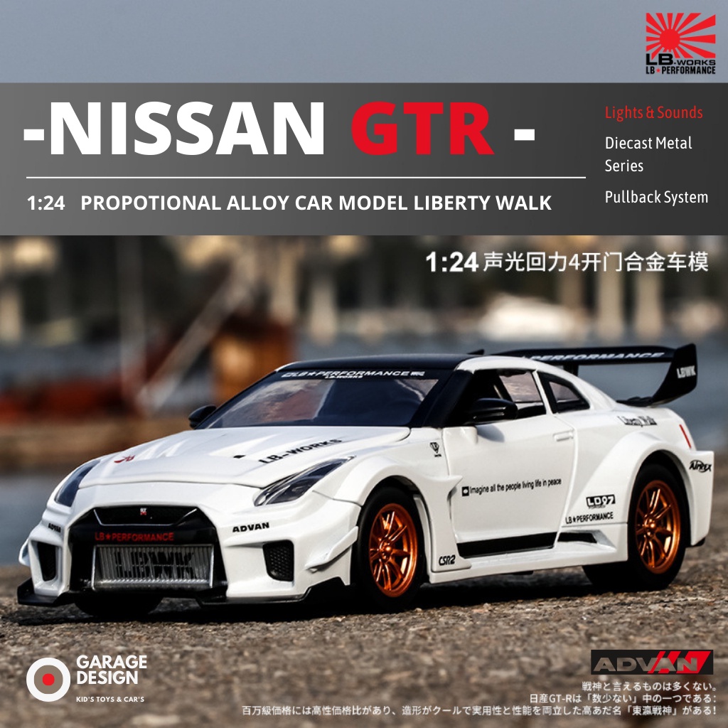 Diecast 1:24 Mobil Nissan Gtr R35 Liberty Walk Csr2 Lbwk - Nissan Gtr 1:24 1:32 Mobil Pajangan
